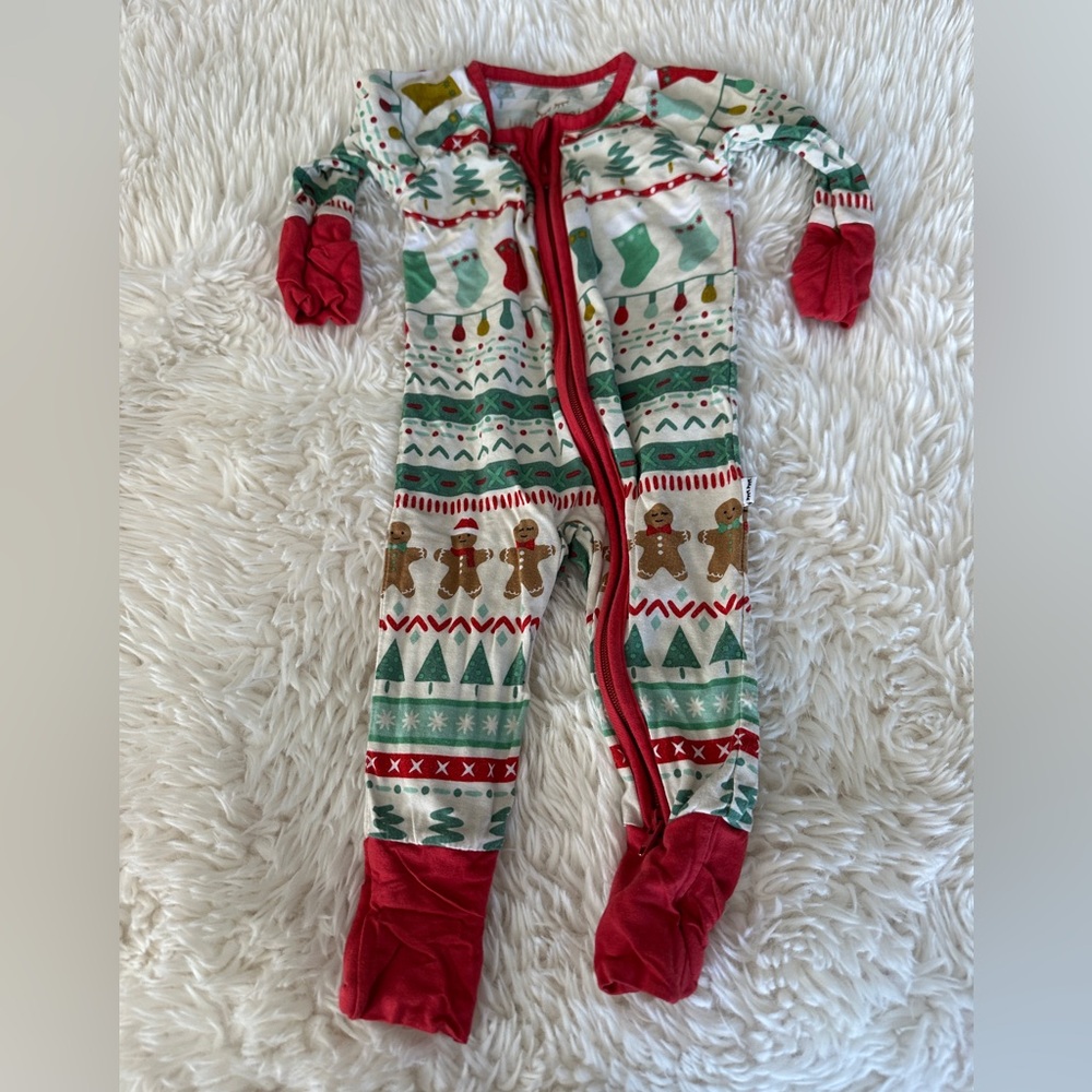 Newborn Little Sleepies Zipper Footie - gingerbread fair isle
